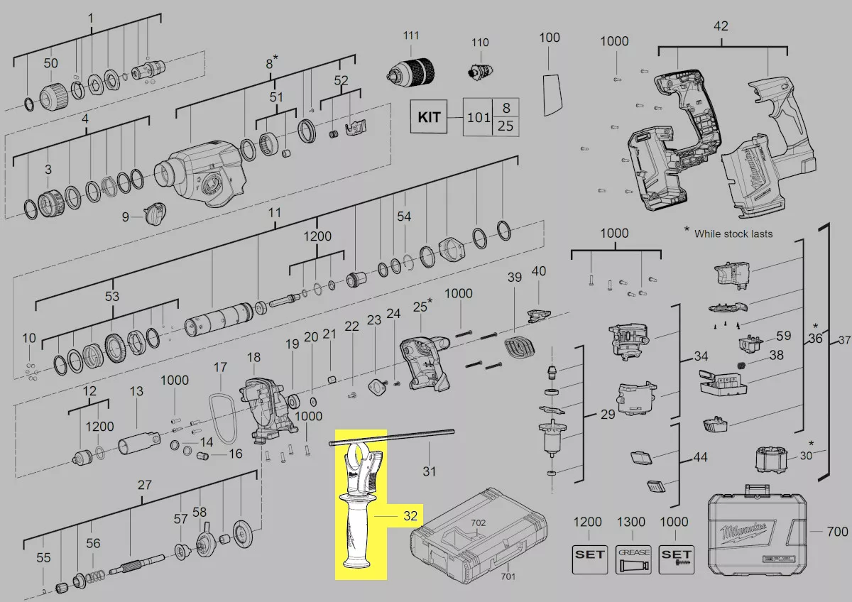 poignée supplémentaire réf. 304389001 Milwaukee